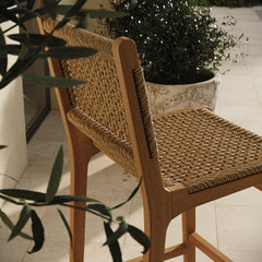 Rowe Natural 5-Piece Outdoor Patio Teak Wood Bar Set - Ornate Home