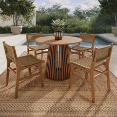 Rowe Natural 5-Piece Outdoor Patio Teak Wood Dining Set - 85x85" - Ornate Home