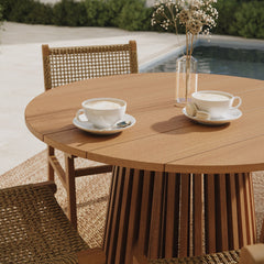 Rowe Natural 5-Piece Outdoor Patio Teak Wood Dining Set - 85x85" - Ornate Home