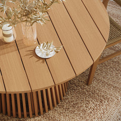 Rowe Natural 7-Piece Outdoor Patio Teak Wood Dining Set - Ornate Home