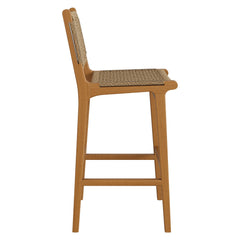 Rowe Natural Outdoor Patio Teak Wood Bar Chairs (Set of 2) - Ornate Home