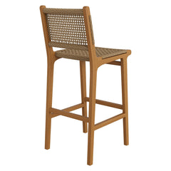 Rowe Natural Outdoor Patio Teak Wood Bar Chairs (Set of 2) - Ornate Home