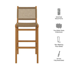 Rowe Natural Outdoor Patio Teak Wood Bar Chairs (Set of 2) - Ornate Home
