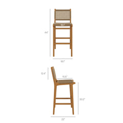 Rowe Natural Outdoor Patio Teak Wood Bar Chairs (Set of 2) - Ornate Home