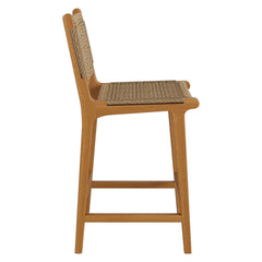 Rowe Natural Outdoor Patio Teak Wood Counter Chairs (Set of 2) - Ornate Home