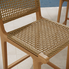 Rowe Natural Outdoor Patio Teak Wood Counter Chairs (Set of 2) - Ornate Home