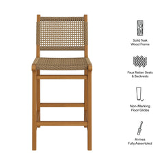 Rowe Natural Outdoor Patio Teak Wood Counter Chairs (Set of 2) - Ornate Home