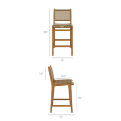 Rowe Natural Outdoor Patio Teak Wood Counter Chairs (Set of 2) - Ornate Home