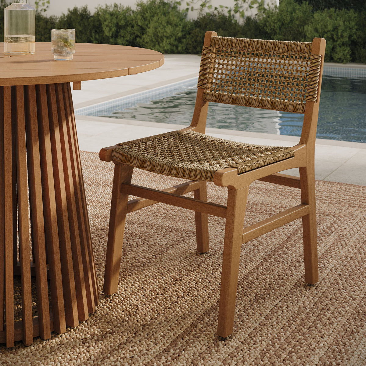 Rowe Natural Outdoor Patio Teak Wood Dining Chair - Ornate Home