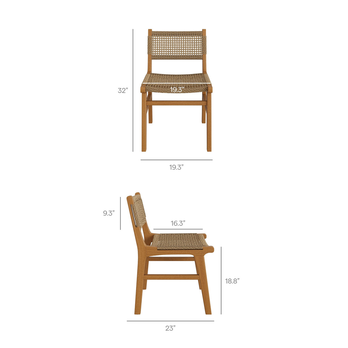 Rowe Natural Outdoor Patio Teak Wood Dining Chair - Ornate Home