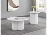 Rowena White Faux Marble 2-piece Coffee and End Table Set - Ornate Home