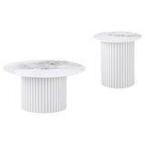 Rowena White Faux Marble 2-piece Coffee and End Table Set - Ornate Home
