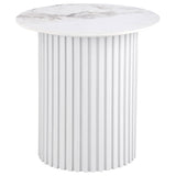 Rowena White Faux Marble 2-piece Coffee and End Table Set - Ornate Home