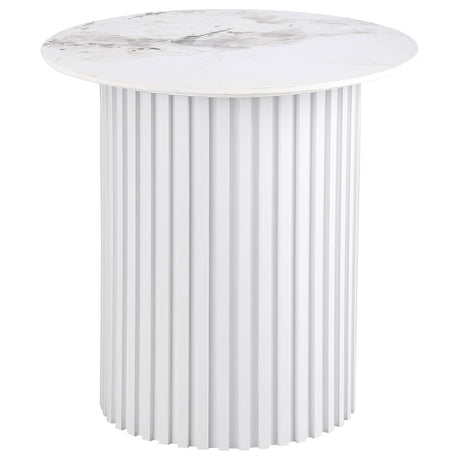 Rowena White Faux Marble 2-piece Coffee and End Table Set - Ornate Home