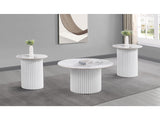 Rowena White Faux Marble 3-piece Coffee and End Table Set - Ornate Home