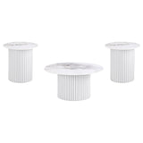 Rowena White Faux Marble 3-piece Coffee and End Table Set - Ornate Home