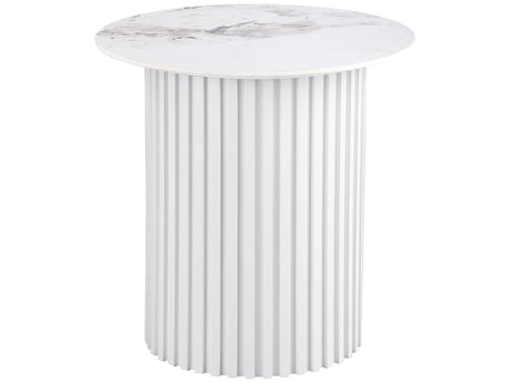 Rowena White Faux Marble End Table - Ornate Home