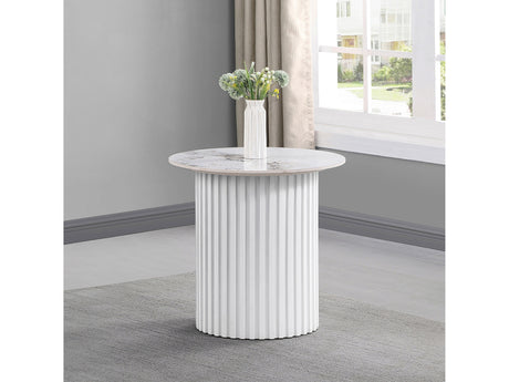 Rowena White Faux Marble End Table - Ornate Home
