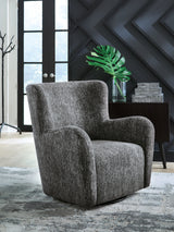 Rowenburg Heather Charcoal Swivel Glider Accent Chair (Online Special Price) - Ornate Home
