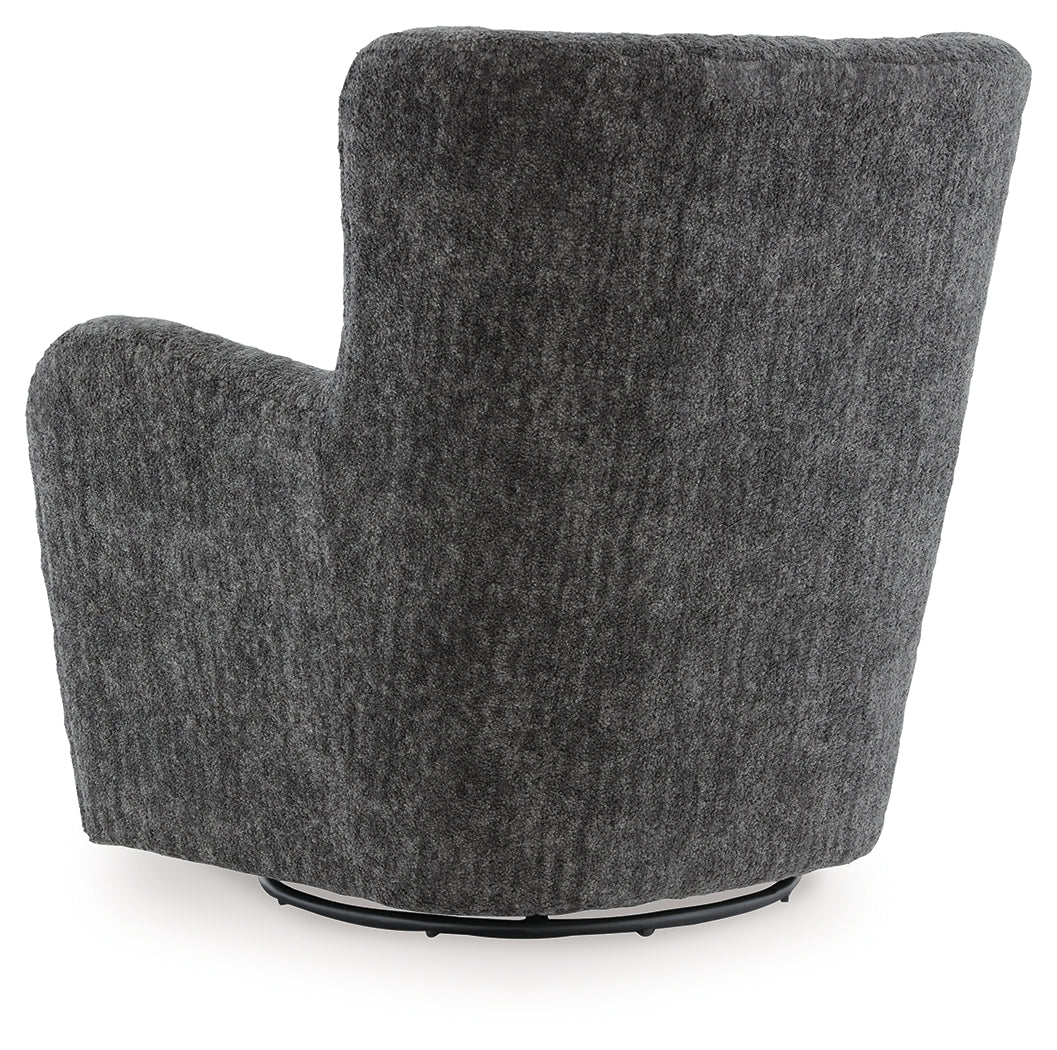 Rowenburg Heather Charcoal Swivel Glider Accent Chair (Online Special Price) - Ornate Home