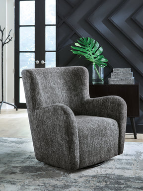 Rowenburg Heather Charcoal Swivel Glider Accent Chair - Ornate Home