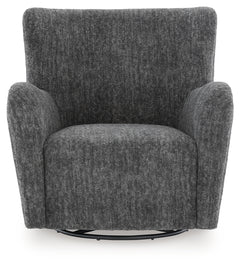 Rowenburg Heather Charcoal Swivel Glider Accent Chair - Ornate Home