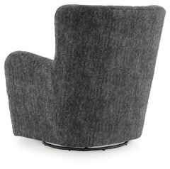 Rowenburg Heather Charcoal Swivel Glider Accent Chair - Ornate Home