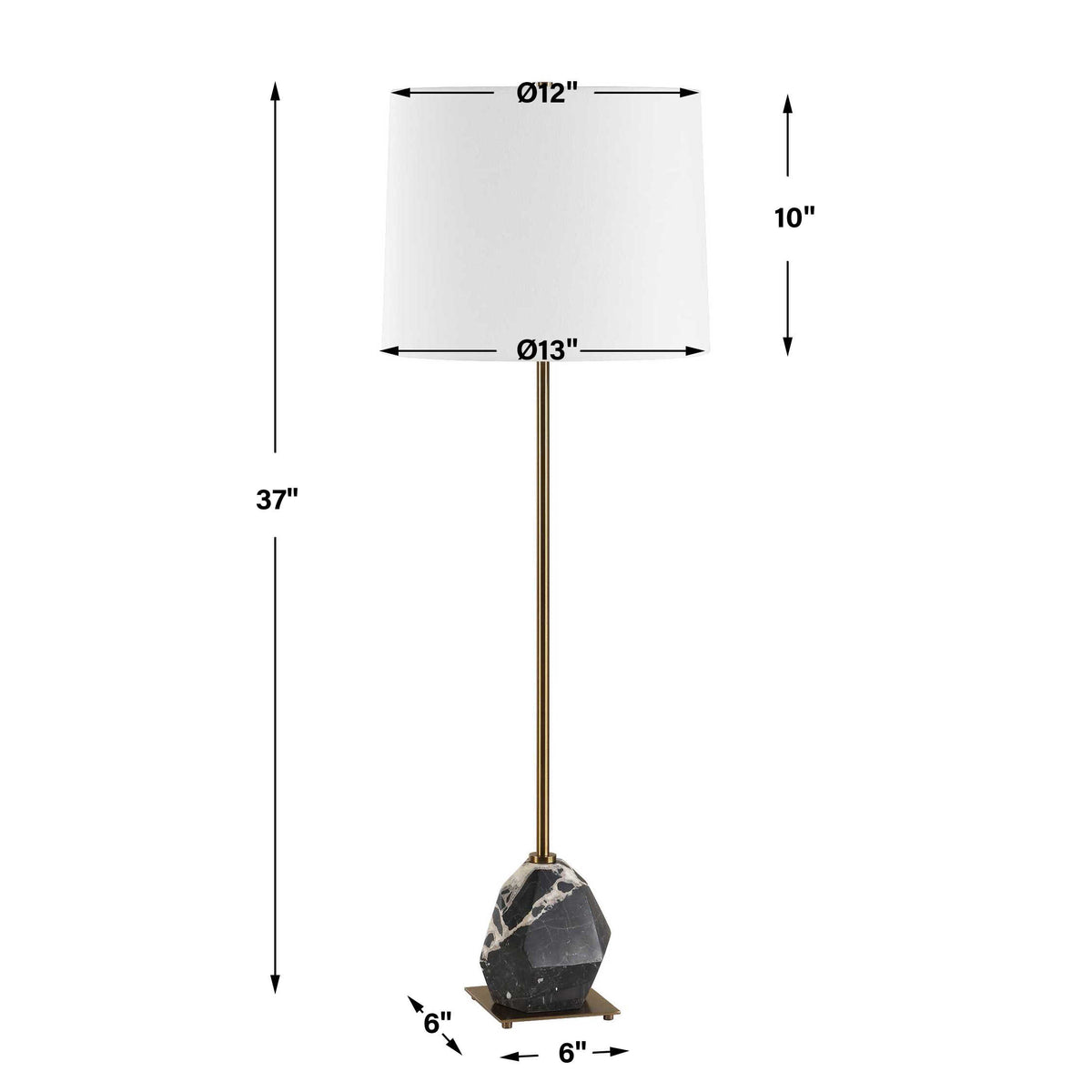 Rowland Black/Brass Panda Marble Buffet Lamp - Ornate Home