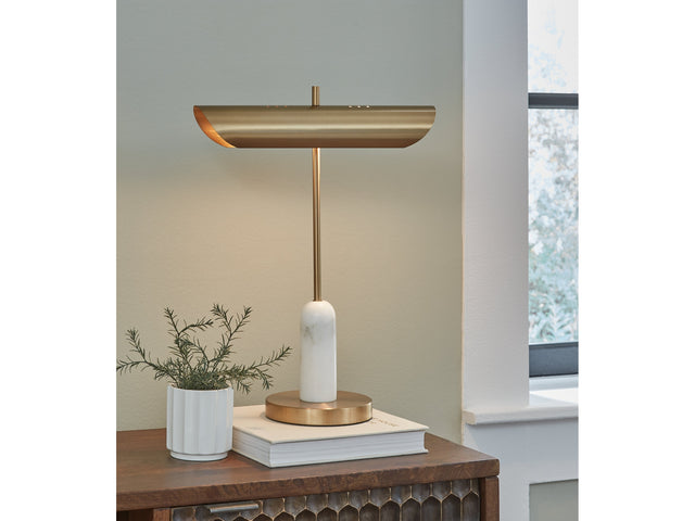 Rowleigh Gold Finish/White Desk Lamp (Online Special Price) - Ornate Home
