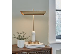 Rowleigh Gold Finish/White Desk Lamp - Ornate Home