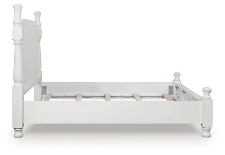 Rowlenstown Antique White California King Poster Bed - Ornate Home