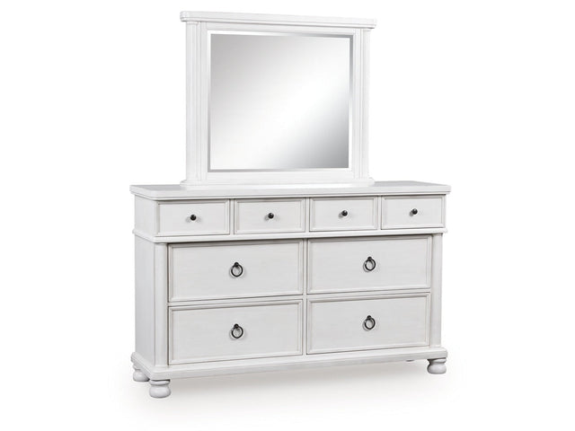 Rowlenstown Antique White Dresser and Mirror (Online Special Price) - Ornate Home
