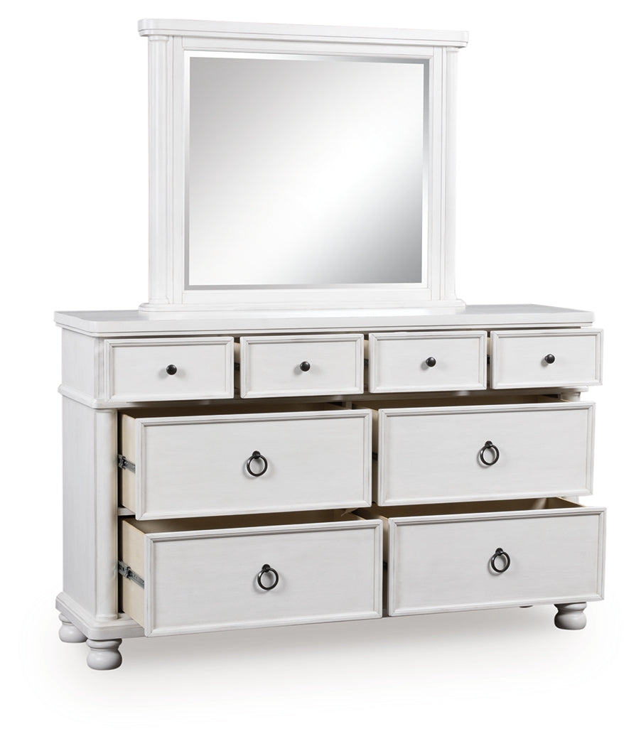 Rowlenstown Antique White Dresser and Mirror (Online Special Price) - Ornate Home