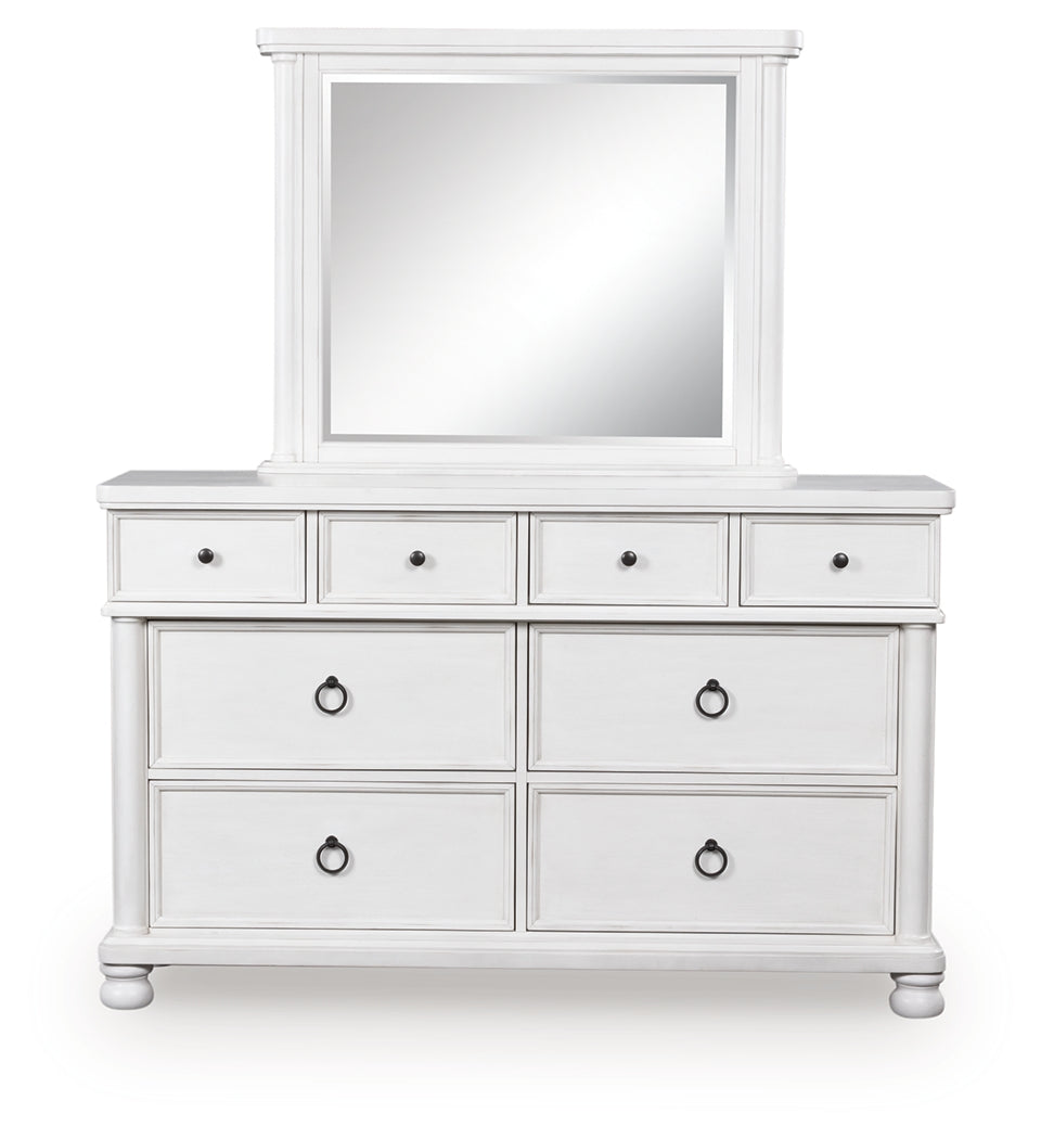 Rowlenstown Antique White Dresser and Mirror (Online Special Price) - Ornate Home