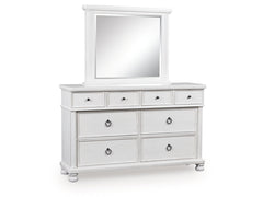 Rowlenstown Antique White Dresser and Mirror - Ornate Home