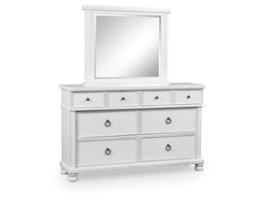 Rowlenstown Antique White Dresser and Mirror - Ornate Home