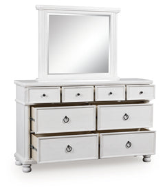 Rowlenstown Antique White Dresser and Mirror - Ornate Home