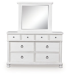 Rowlenstown Antique White Dresser and Mirror - Ornate Home