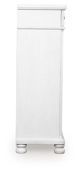 Rowlenstown Antique White Five Drawer Chest - Ornate Home