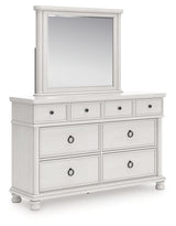 Rowlenstown Antique White Queen Poster Bed, Dresser and Mirror (Online Special Price) - Ornate Home