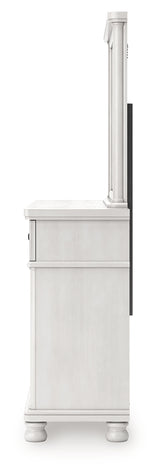 Rowlenstown Antique White Queen Poster Bed, Dresser and Mirror (Online Special Price) - Ornate Home