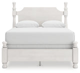 Rowlenstown Antique White Queen Poster Bed, Dresser and Mirror (Online Special Price) - Ornate Home