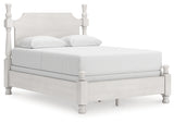 Rowlenstown Antique White Queen Poster Bed, Dresser and Mirror (Online Special Price) - Ornate Home