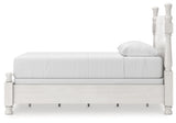 Rowlenstown Antique White Queen Poster Bed, Dresser and Mirror (Online Special Price) - Ornate Home