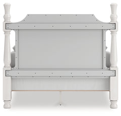 Rowlenstown Antique White Queen Poster Bed, Dresser and Mirror - Ornate Home