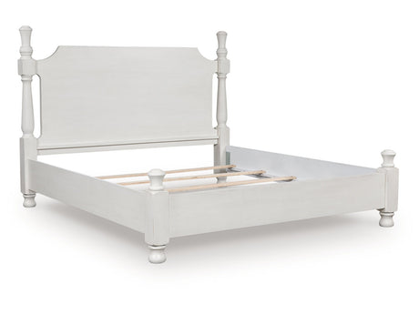 Rowlenstown Antique White Queen Poster Bed - Ornate Home