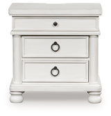 Rowlenstown Antique White Three Drawer Night Stand - Ornate Home