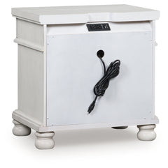 Rowlenstown Antique White Three Drawer Night Stand - Ornate Home