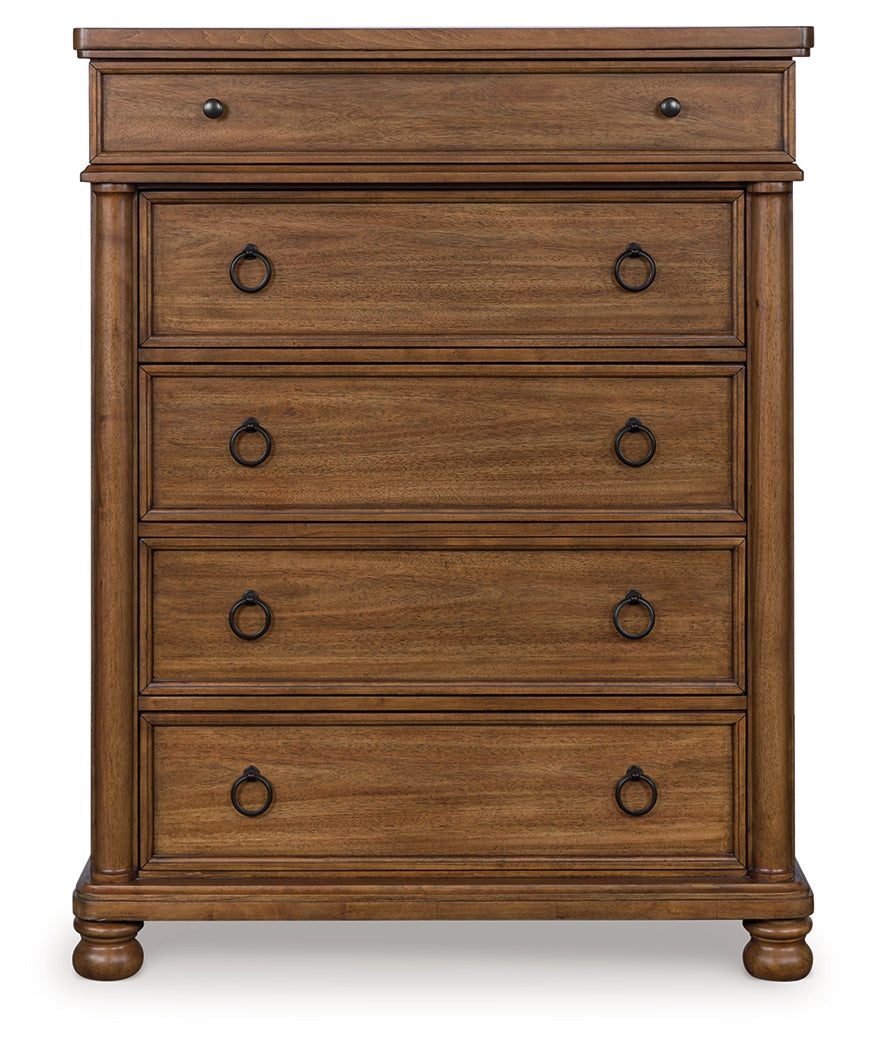 Rowlenstown Brown Five Drawer Chest (Online Special Price) - Ornate Home