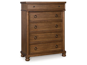 Rowlenstown Brown Five Drawer Chest - Ornate Home